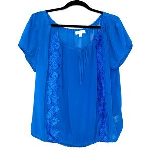 Boho-Chic Olsenboye Sheer Blue Blouse